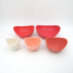 Lotus Matte Ceramic Bowls Set of 5 Flower Nesting White Serving  Spin Ceramics